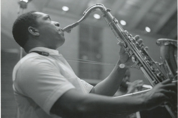 John Coltrane, photographed performing at The Penthouse during a run of performances in Seattle, Wash. in 1965. A recording of one, long lost, is now being released as <em>A Love Supreme: Live in Seattle</em>.