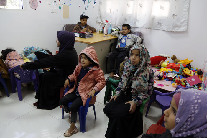 Yemeni children diagnosed with cancer wait to receive treatment at an oncology ward of a hospital in Sana'a on February 4. A new study looks at the impact of COVID-19 on kids with cancer.
