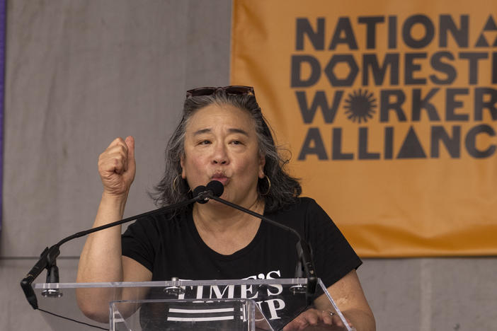 Time's Up CEO Tina Tchen — seen here at an event in July — has stepped down.