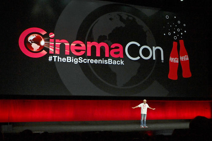 CinemaCon Managing Director Mitch Neuhauser speaks on stage at the 2021 event.