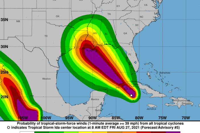 Ida has strengthened into a hurricane and is expected to make landfall in Louisiana on Sunday.