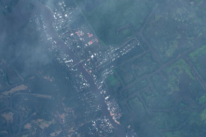 Aerial image of Jean Lafitte, La. after Hurricane Ida hit the town.