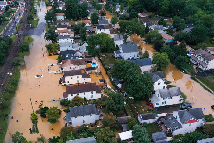 Homes that were sold by the Department of Housing and Urban Development between January 2017 and August 2020 are in federally designated flood zones at almost 75 times the rate of all homes sold nationwide in that period. New Jersey is one hot spot. Here, flooding from Tropical Storm Henri in Helmetta, N.J., this August.