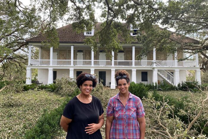 Jo (left), Joy Banner and their parents fled to the Big House on the Whitney Plantation to ride out Hurricane Ida last Sunday. They say their enslaved ancestors helped build the house.