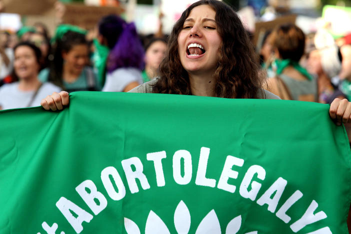 Activists supporting the decriminalization of abortion in Mexico march in Guadalajara, Mexico, on September 28, 2019. Mexico's Supreme Court has ruled that it is unconstitutional to punish abortion.
