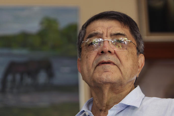 Nicaraguan author Sergio Ramirez in 2017 upon receiving the Cervantes Prize literary award. Prosecutors have ordered Ramirez' arrest along with other opponents of President Daniel Ortega.