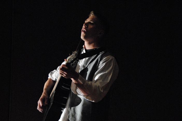 Chris Goeke performs on the guitar as he prepared to graduate from West Point in 2008. He died two years later in fighting against the Taliban in southern Afghanistan.