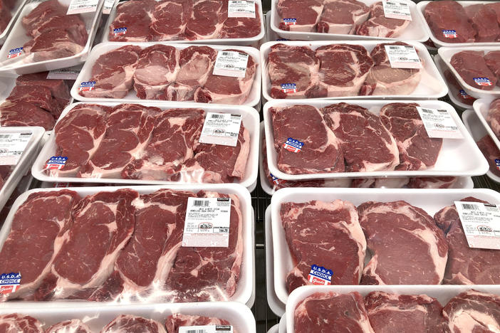 Packages of beef cuts are displayed at a Costco store on May 24 in Novato, Calif. The prices of meats have surged, and the White House is partly blaming the handful of meatpackers that control the industry.