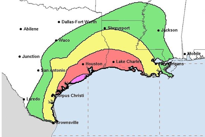 A huge swath of the Gulf Coast is under a "moderate" flash flood risk for the next three days, the NWS warns, as Tropical Storm Nicholas approaches.