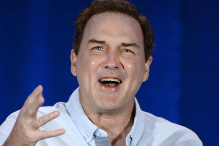 Norm Macdonald speaks during a panel discussion of reality television talent show <em>Last Comic Standing</em> in 2015.