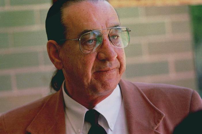 Fred Dakota died at his home in Baraga, Mich., on Monday. Here, Dakota is seen outside Federal Court in Grand Rapids, Mich., in 1997.