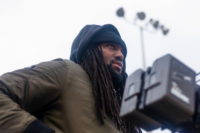 Rashad Frett, on a film set