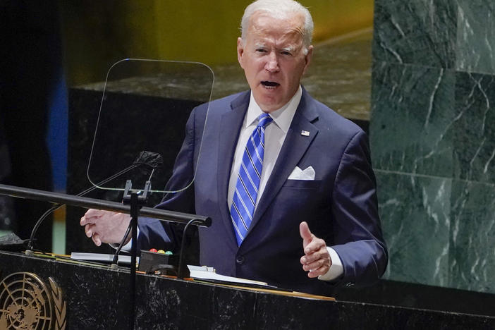 President Biden delivers remarks to the 76th Session of the United Nations General Assembly on Tuesday.