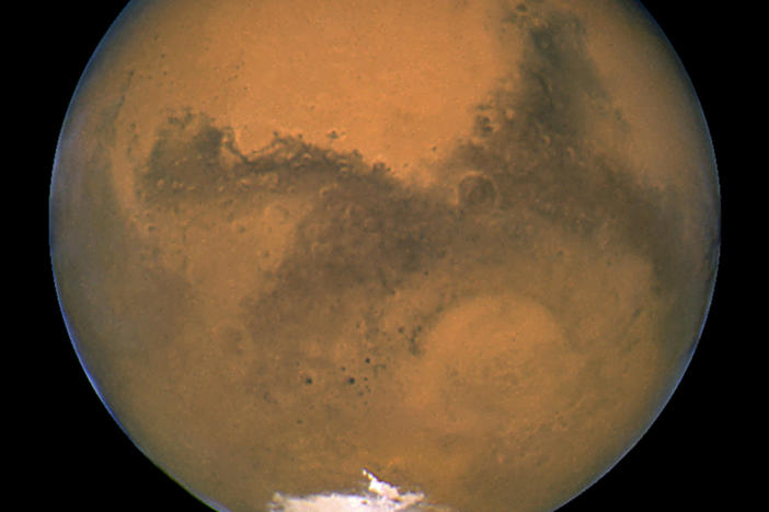 A close-up of Mars taken by NASA's Hubble Space Telescope. New research suggests that the red planet may be too small to have ever had large amounts of surface water.