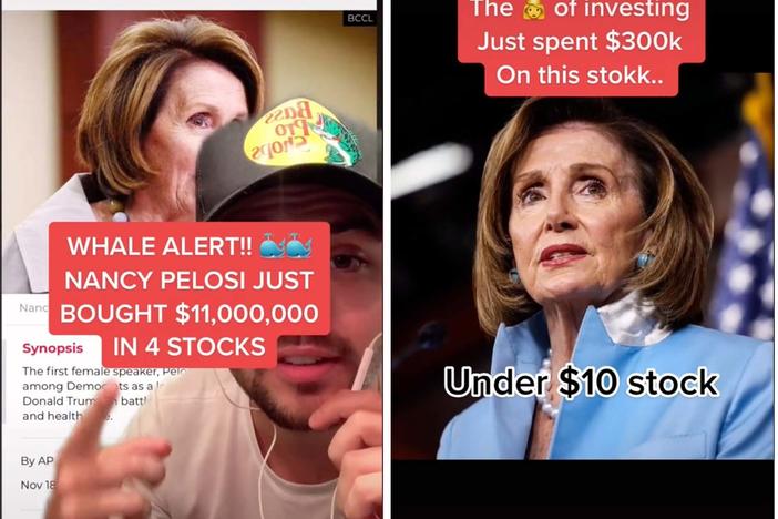 A community of young investors on TikTok, including @ceowatchlist, @quicktrades and @irisapp, are using House Speaker Nancy Pelosi's stock trading disclosures as inspiration for where to invest themselves. One user called Pelosi the market's "biggest whale," while another called her the "queen of investing."