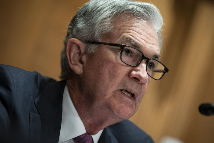Federal Reserve Chairman Jerome Powell speaks during a Senate Banking Committee hearing in Washington, D.C., on July 15. The Fed issued new economic projections at the conclusion of its policy meeting on Wednesday.