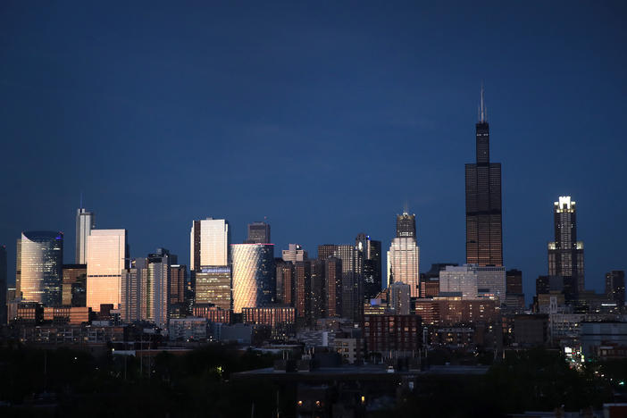 The Willis Tower rises above the downtown skyline on May 20, 2020 in Chicago. The Willis Tower, constructed as the Sears Tower, was once the world's tallest building.