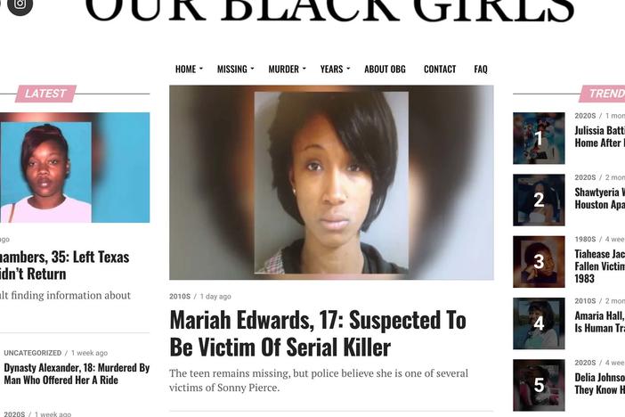 Created in 2018, the Our Black Girls website centers the stories of missing Black girls and women.