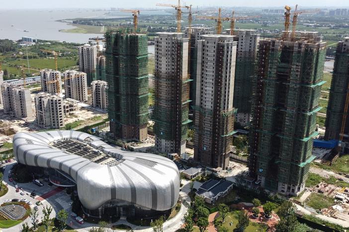 The halted under-construction Evergrande Cultural Tourism City, a mixed-used residential, retail and entertainment development in Taicang in China's eastern Jiangsu province.