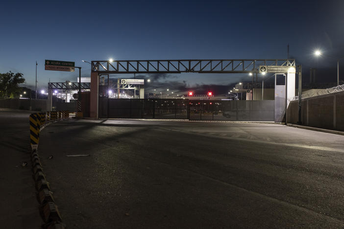 A view of the border bridge in Ciudad Acuna, Mexico, Friday evening, Sept. 24, 2021, across the Rio Grande river from Del Rio, Texas.