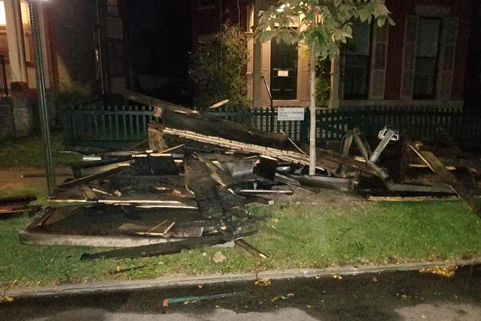 Fire damage at the National Susan B. Anthony Museum & House.