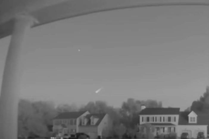 A screen grab from Brandon Warren's video of a fireball meteor taken on Sept. 24 at 7:40 p.m. in Willow Spring, N.C.