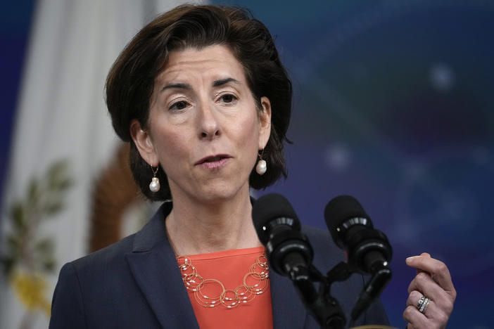 Secretary of Commerce Gina Raimondo, pictured in June, is outlining her economic agenda. One goal is to increase U.S. semiconductor manufacturing.
