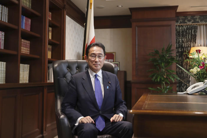 Former Japanese Foreign Minister Fumio Kishida poses for a portrait following a news  conference Wednesday at Liberal Democratic Party headquarters in Tokyo after his election as party president.