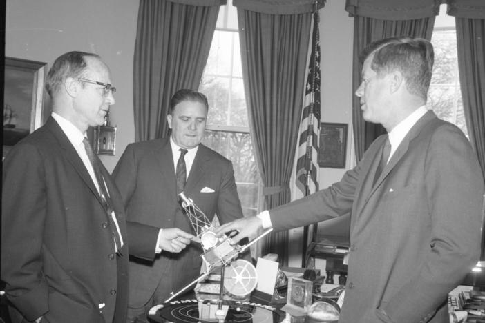 NASA's new telescope bears the name of James Webb (center), an influential figure who was appointed by President John F. Kennedy to lead the space agency during the '60s. But some astronomers say discrimination against gay and lesbian government employees during his tenure should preclude him from having a telescope named in his honor.