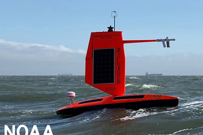 NOAA and Saildrone Inc. are piloting five specially designed surface drones in the Atlantic Ocean to gather data around the clock to help understand the physical processes of hurricanes.
