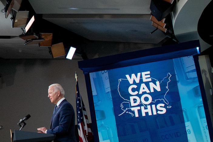 President Biden speaks about his administration's Covid-19 response in Washington, D.C., on July 6, 2021. In September, Biden announced his intention to require vaccines or testing for 80 million workers.
