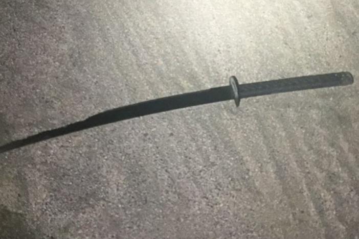 The sword used in an assault by a man dressed as a ninja.