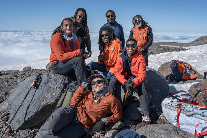 Members of the Full Circle Everest team pose for a photo on Mount Rainier earlier this year. Next year, group members hope to become the first all-Black team to reach the top of Mount Everest.