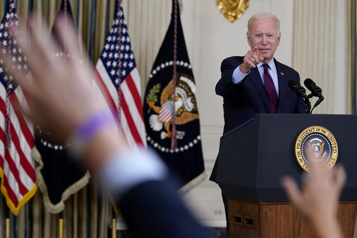 President Biden takes questions after delivering remarks on the debt ceiling at the White House on Monday.