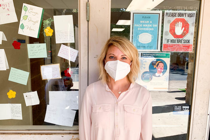 Kristyn Peck, CEO of Lutheran Social Services of the National Capital Area, outside the group's Fairfax office.