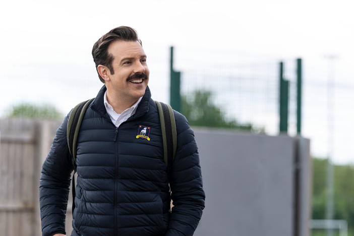 Jason Sudeikis as Ted Lasso.