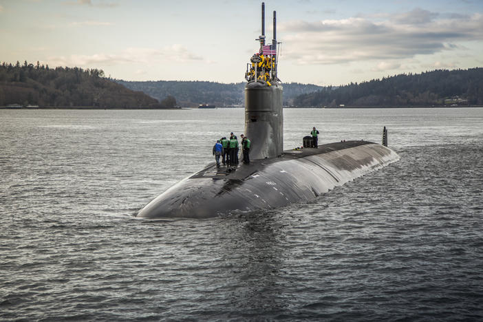 The USS Connecticut, seen near the Puget Sound Naval Shipyard in 2016, collided on Oct. 2 with an unspecified underwater object in international waters in the South China Sea.