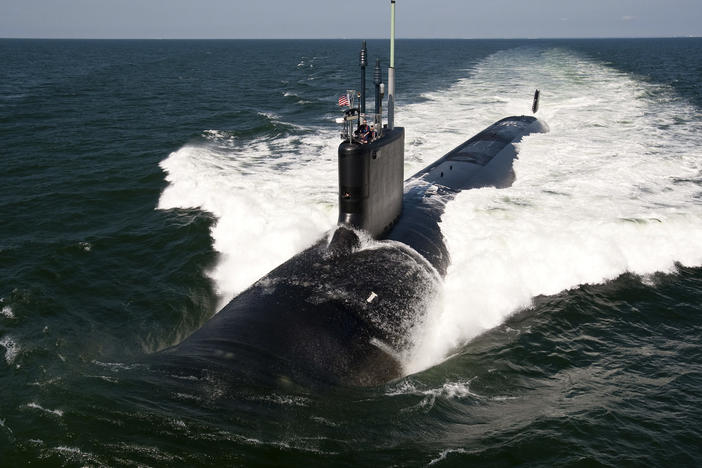 The Virginia-class attack submarine USS California (SSN 781) underway during sea trials in Atlantic Ocean on June 30, 2011.