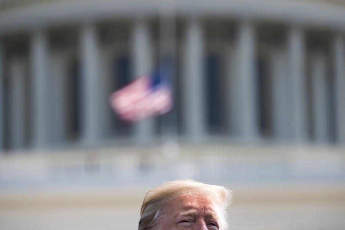 Then-President Donald Trump appears in front of the U.S. Capitol in 2018. Some of his most loyal supporters want him to return to power in Washington as speaker of the House if the Republican Party wins back control next year.