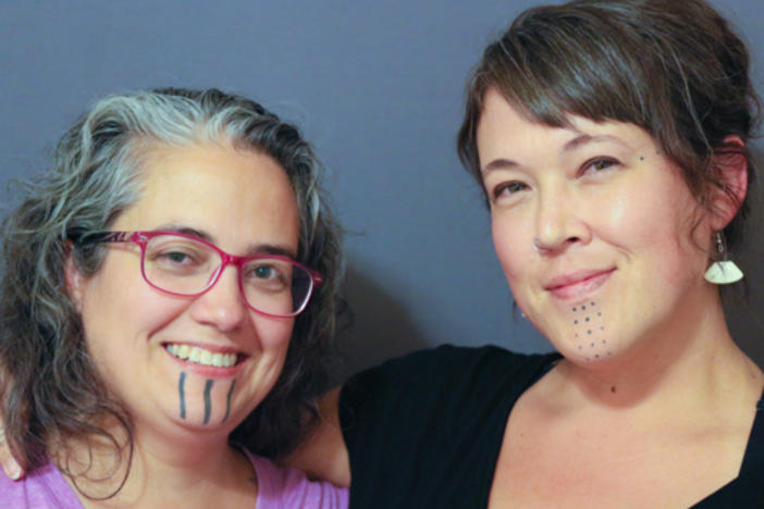 Grete Bergman, left, and Sarah Whalen-Lunn at their StoryCorps recording in Anchorage, Alaska, in 2018.