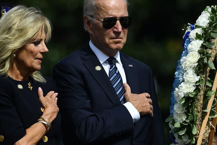 President Biden and first lady Jill Biden attend the 40th Annual National Peace Officers' Memorial Service at the U.S. Capitol on Saturday.
