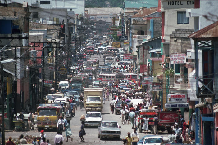 A view down a busy street in Port au Prince, Haiti. Kidnappings in the country have already been worse in 2021 than years before.
