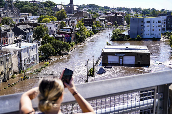 The Schuylkill River floods Philadelphia in the aftermath of Hurricane Ida in September. The extreme rain caught many by surprise, trapping people in basements and cars and killing dozens.