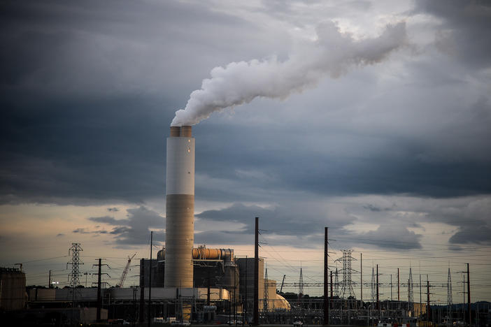 Emissions rise from Duke Energy's coal-fired Asheville power plant in Arden, N.C., in 2018.