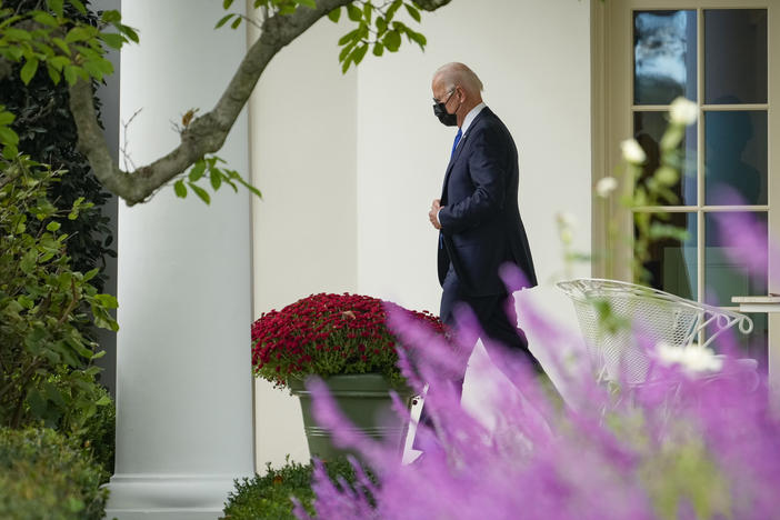 President Biden, pictured leaving the Oval Office on Oct. 15, is traveling to Rome and Glasgow during the second foreign trip of his presidency.