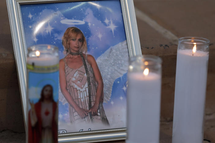 A vigil celebrates cinematographer Halyna Hutchins in Albuquerque, N.M. Hutchins was killed on set while filming the movie <em>Rust</em> when a prop firearm held by actor Alec Baldwin discharged.