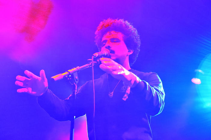 Helado Negro, performing at Coachella on April 20, 2018, in Indio, Calif.