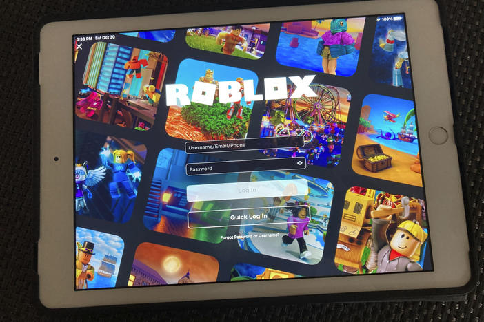 The gaming platform Roblox is displayed on a tablet, Saturday, Oct. 30, 2021 in New York.