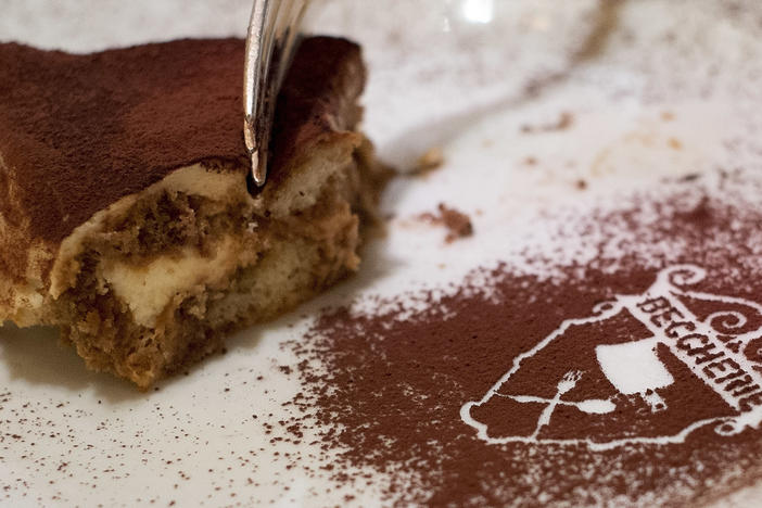 A slice of tiramisu at the restaurant Le Beccherie on August 24, 2013 in Treviso, Italy.
