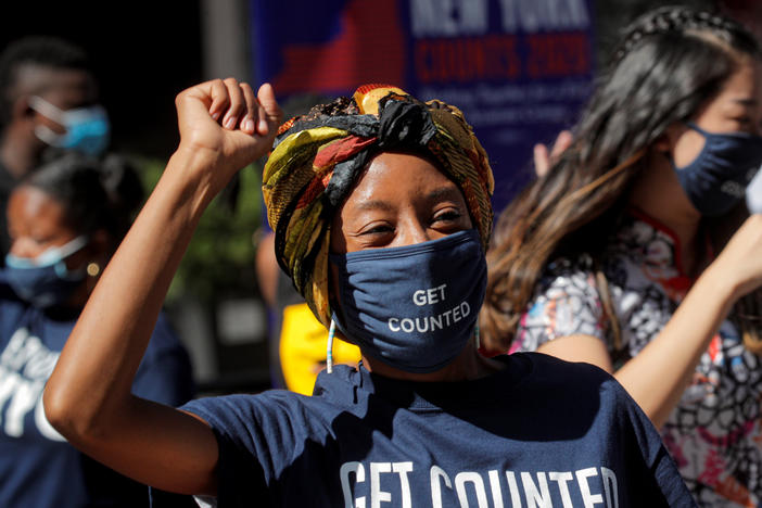 Dancers perform during a promotional event for the U.S. census in New York City's Times Square in September 2020.